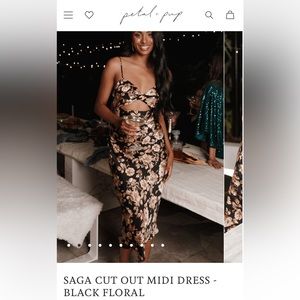 Petal & Pup Black and Gold Cut Out Midi Dress